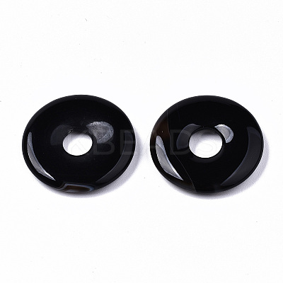 Natural Black Agate Pendants X-G-S364-074A-1