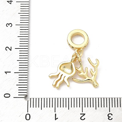 Brass Micro Pave Clear Cubic Zirconia European Dangle Charms KK-P345-46G-1