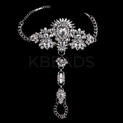 Fashion Alloy & Acrylic Rhinestone Flower Toe Ring Anklets for Beach Party WGAEED0-01-1