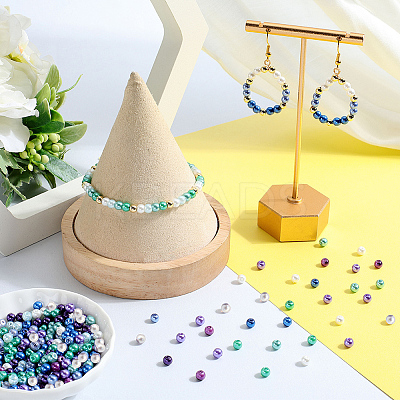 1000Pcs 10 Colors Baking Paint Pearlized Glass Imitation Pearl Round Beads HY-SP0001-01C-1