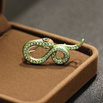 Snake Alloy Rhinestone Brooches for Backpack Clothes JEWB-V003-01P-1