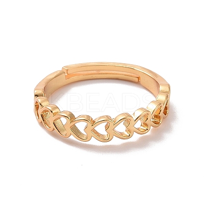 Brass Heart Wrap Adjustable Ring for Valentine's Day RJEW-P034-05G-1