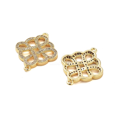 Rack Plating Brass Micro Pave Clear Cubic Zirconia Chinese Knot Links KK-S379-21G-1