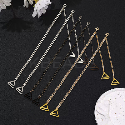 3 Pairs 3 Colors Alloy Rhineetone Link Bra Straps AJEW-CY0001-76-1