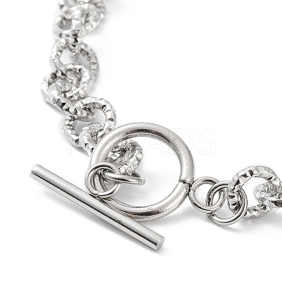 Non-Tarnish 304 Stainless Steel Textured Rolo Chain Bracelet BJEW-K226-02P-1