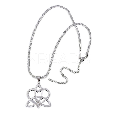 201 Stainless Steel Trinity Heart Pendant Box Chain Necklaces NJEW-M010-01p-1