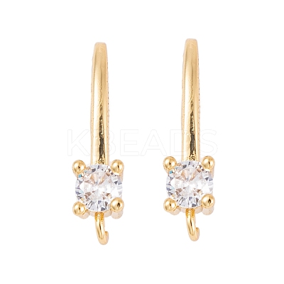 Rack Plating Brass Cubic Zirconia Earring Hooks KK-S374-05G-07-1