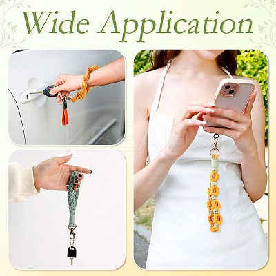 3Pcs 3 Style Cotton Handmade Braided Wrist Lanyard Pendant Decorations AJEW-TA0001-47B-1