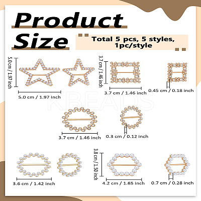 5Pcs 5 Styles Alloy Scarf Ring Buckle for Women Girls AJEW-LP0010-50-1