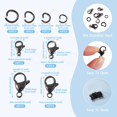 40Pcs 4 Styles 304 Stainless Steel Lobster Claw Clasps STAS-TA0002-59-1