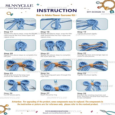 DIY Handmade Woven Cotton Bowknot Keychain Making Kits DIY-SC0028-14-1
