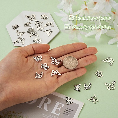 36Pcs 6 Style 201 Stainless Steel Pendants STAS-PJ0001-29-1