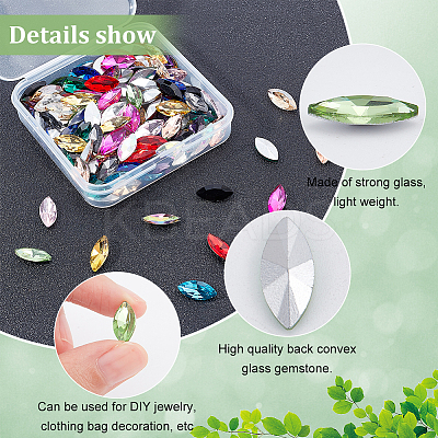 128Pcs 16 Colors Glass Rhinestone Cabochons RGLA-FG0001-17-1