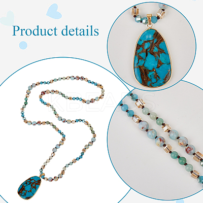 Dyed Synthetic Imperial Jasper Teardrop Pendant Necklaces NJEW-WH20816-003-1