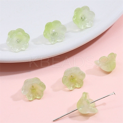 10Pcs Gradient Color Transparent Glass Bead Caps PW-WG464DA-25-1