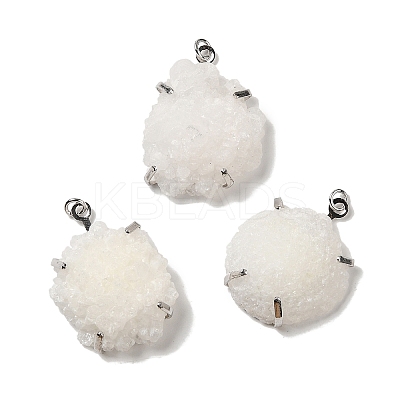 Natural Druzy Quartz Crystal Pendants G-C096-01P-1