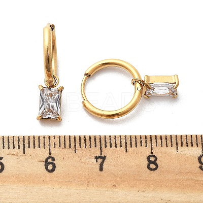 Ion Plating(IP) 304 Stainless Steel Micro Pave Cubic Zirconia Hoop Earrings STAS-R004-06G-02-1