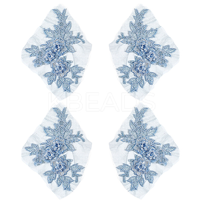 Flower Shape Polyester Embroidery Sew on Flower Appliques DIY-WH20032-60B-1