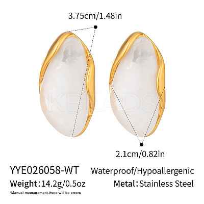 304 Stainless Steel Resin Teardrop Stud Earrings for Women RA7191-2-1