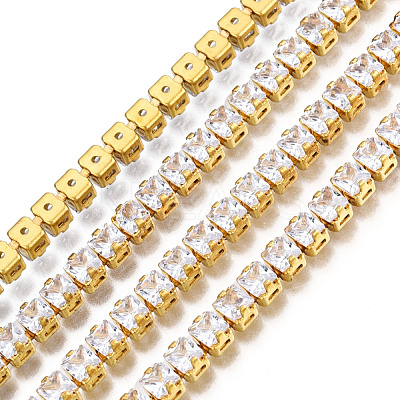 Square Cubic Zirconia Strass Chains CHC-N020-07-1