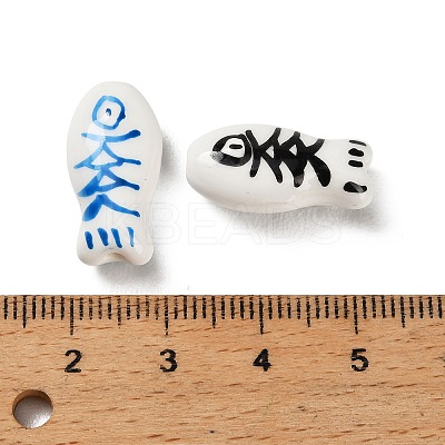 Handmade Printed Porcelain Beads PORC-H015-01-1