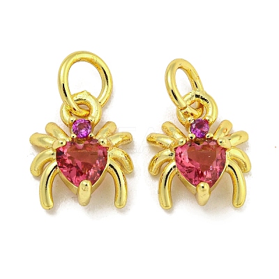 Rack Plating Brass Micro Pave Cubic Zirconia Spider Charms ZIRC-I065-02A-1