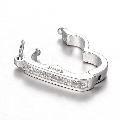Anti-Tarnish Rhodium Plated 925 Sterling Silver Rhinestone Twister Clasps STER-N014-18-1