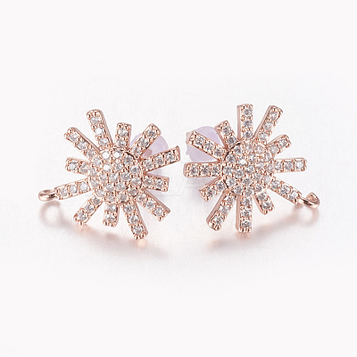 Brass Micro Pave Cubic Zirconia Stud Earring Findings ZIRC-E132-17RG-1
