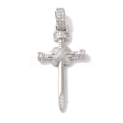 Rack Plating Brass & Cubic Zirconia Pendants KK-L216-054P-01-1