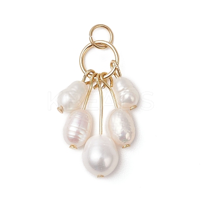 Natural Cultured Freshwater Pearl Rice Beaded Pendants PALLOY-JF04817-1