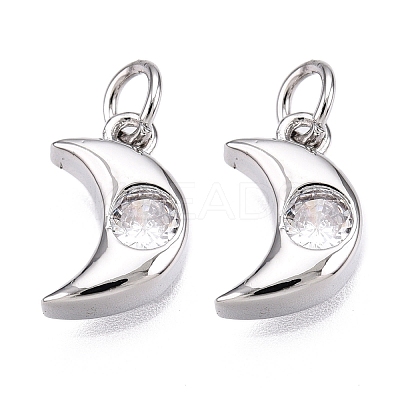 Brass Micro Pave Cubic Zirconia Charms KK-E068-VB229-B-1