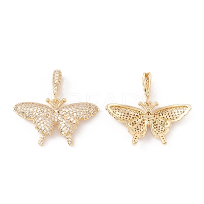 Brass Micro Pave Cubic Zirconia Pendants KK-E005-14G-01-1