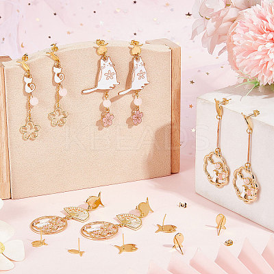 80Pcs 4 Style 201 Stainless Steel Stud Earring Findings STAS-BBC0001-75-1