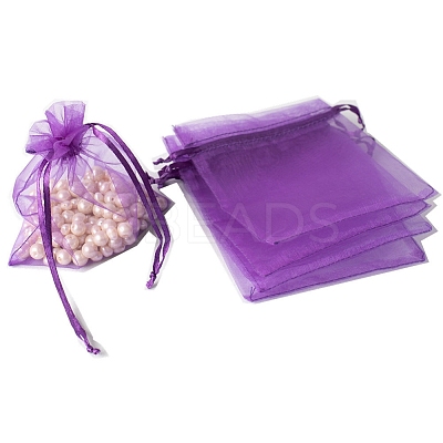 100Pcs Rectangle Organza DIY Craft Drawstring Bags PW-WG69155-24-1