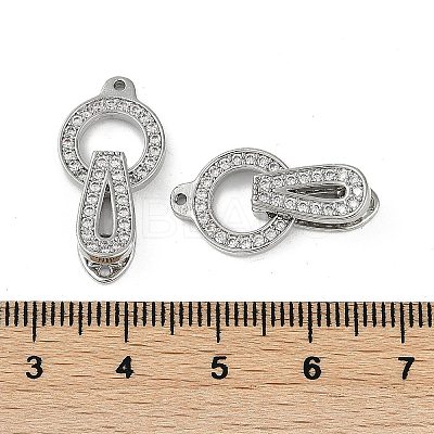 Brass Clear Cubic Zirconia Fold Over Clasps KK-Z078-09P-1