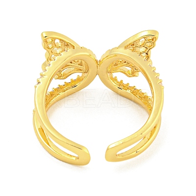 304 Stainless Steel Cubic Zirconia Open Cuff Ring for Women LS-RJEW-S406-05G-01-1