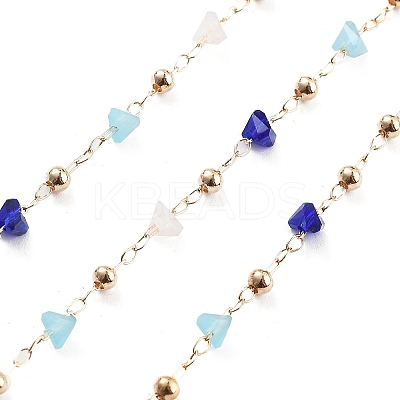 Handmade Brass & Glass Bead Chains CHC-L051-03KCG-02-1