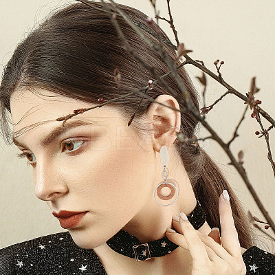 32Pcs 16 Style Oval & Rectangle & Fan & Butterfly Natural Ash Wood Stud Earring Findings EJEW-UN0002-29-1