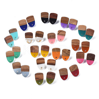 Resin & Walnut Wood Stud Earring Findings MAK-N032-026A-1