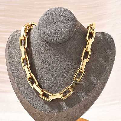 304 Stainless Steel Paperclip Chain Necklaces for Women Men NJEW-A033-02G-1