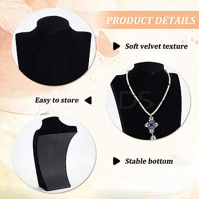 Velvet with Wood Bust Necklace Display Stands NDIS-WH0016-06-1