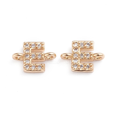 Brass Micro Pave Cubic Zirconia Letter Links ZIRC-I042-16G-E-1