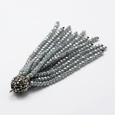 Electroplate Glass Bead Tassel Big Pendants EGLA-P023-14-1