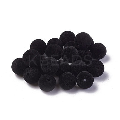 Flocky Acrylic Beads OACR-L011-D-07-1