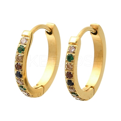304 Stainless Steel Micro Pave Cubic Zirconia Huggie Hoop Earrings EJEW-C096-01J-G-1