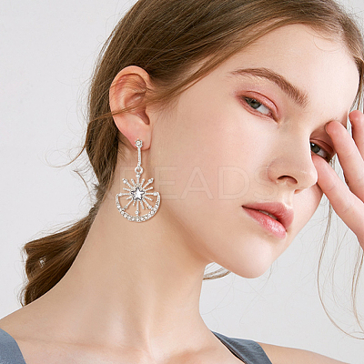 3 Pairs 3 Colors Crystal Rhinestone Sun with Moon Dangle Stud Earrings EJEW-AN0001-72-1