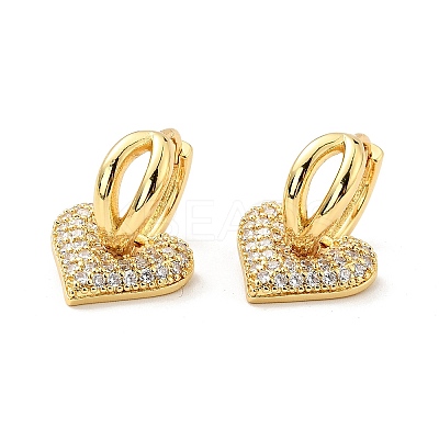 Clear Cubic Zirconia Heart Dangle Hoop Earrings X-EJEW-G297-08G-1