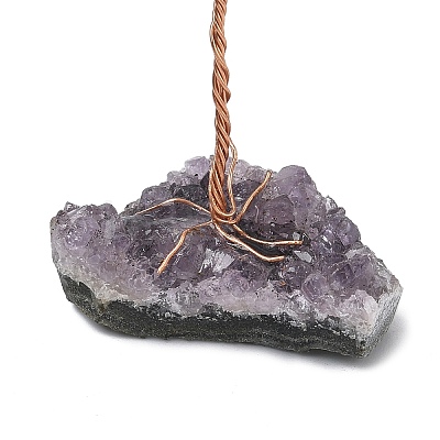 Natural Rose Quartz Chips Tree of Life Decorations DJEW-P022-03A-06-1