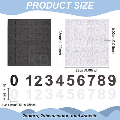 4 Sheets 2 Colors PVC Self Adhesive Digital Label Stickers DIY-FG0005-31-1