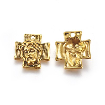 Tibetan Style Alloy Cross with Jesus Alloy Pendants for Easter Jewelry X-GLF10674Y-NF-1